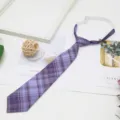 Purple plaid pre-tied necktie for students, Japanese school style JK uniform collar accessory. - Color 010