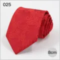 Red paisley silk tie for men, 8cm wide business formal necktie for wedding wear. - No. 025