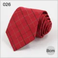 Red plaid business necktie for men, 8cm wide professional tie, stylish formal suit accessory. - No. 026
