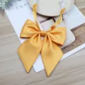 Golden yellow JK uniform bow tie, Japanese college style student sailor ribbon accessory. - Yellow