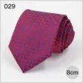 Men business silk tie red blue plaid necktie formal suit width 8cm stylish office wear - No. 029
