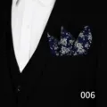 Pañuelo de Bolsillo para Hombre Azul Marino con Estampado Floral para Traje Formal - 006