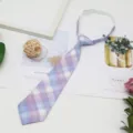 JK DK pre-tied plaid necktie student style short tie blue purple shirt accessory items - Color 013