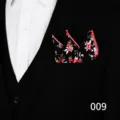 Pañuelo de bolsillo floral para hombre, elegante pochette negra para traje de negocios. - 009
