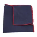 Men's solid color pocket square suit handkerchief dark blue with red border accessory style. - Dark Blue