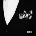 Pañuelo de bolsillo floral azul marino para hombre, elegante pañuelo de traje para bodas. - 010