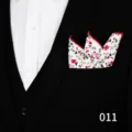 Pañuelo de bolsillo con estampado floral para hombre traje matrimonio accesorio moda 011 - 011
