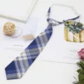 Japanese JK DK pre-tied plaid necktie school uniform accessory short neck tie for students - Color 018