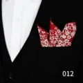 Pañuelo de bolsillo rojo con flores para hombre traje boda negocios elegante moda. - 012