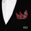 Elegante pañuelo de bolsillo para hombre rojo con estampado floral para traje formal y boda. - 013