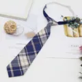 JK DK pre tied plaid tie student college style short plaid necktie with adjustable strap - Color 019