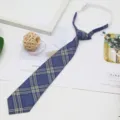 Blue yellow plaid pre-tied necktie Japanese JK DK student uniform accessory shirt collar - Color 020
