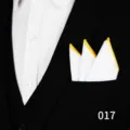 Pañuelo de bolsillo blanco con borde amarillo, elegante pañuelo para traje. - 017