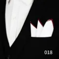 Pañuelo de bolsillo blanco formal para hombre traje con borde rojo para boda de negocios - 018