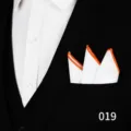 Pañuelo de bolsillo blanco para hombre con borde naranja para traje de boda formal - 019