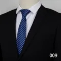 Men's 8cm formal blue business tie with black stripes, perfect detail view for wedding groomsmen. - Color 009