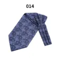 Detail view of a blue paisley men's cravat, classic pattern for formal business suits. - Color 014