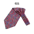 Detailed view of men's silk paisley cravat, red business necktie ascot tie for suit. - Color 021