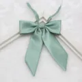 Green JK uniform bow tie, fine ribbed pointed collar flower, sweet sailor suit neck accessory. - 001-Green