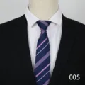 Detailed view of men formal striped tie, stylish blue necktie for business and wedding. - Color 005