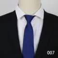 Business formal blue striped zipper tie detail, professional men's necktie presentation. - Color 007