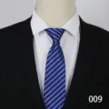 Blue striped business necktie detail view, perfect men's professional suit accessory - Color 009