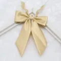 Golden pointed bow tie for JK school uniform, fine grid texture sailor collar bow accessory. - 008-Pale Yellow