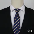 Blue striped tie for men, business formal zipper necktie for wedding and office wear. - Color 010