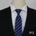 Men business formal blue striped zipper tie for wedding office professional work wear. - 012