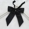 Il fiocco a costine fini appuntito nero per uniforme JK e abito da marinaio dettaglio. - 013-Nero