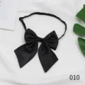 Schwarze JK Uniform Schleife, japanischer Stil Satin Krawatte mit verstellbarem Riemen. - Schwarz