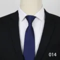 Men's business formal blue necktie detail view, professional suit matching accessory close-up - Color 014