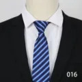 Classic blue striped men's business tie with convenient zipper design for formal wear. - Color 016