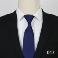 Men business formal blue striped zipper tie detail view, elegant groom wedding necktie. - 017