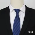 Blue striped zipper necktie for men, professional business wedding suit accessory detail. - Color 018