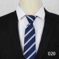 Men's blue striped zipper tie detail shot, perfect for formal business and wedding suits. - Color 020
