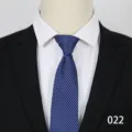 Men's business blue striped zipper tie 8cm formal professional necktie for wedding office. - Color 022