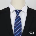 Classic blue striped men's business tie with zipper design, perfect for formal wear and weddings. - Color 023