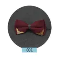 Farfalla da Uomo Bordeaux per Abito con Angoli Dorati Elegante Cravatta per Matrimonio - Borgogna