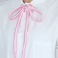 Rosa Satinschleife Halsband fuer JK Uniform, suesses Fliegen Zubehoer weisses Hemd. - Rosa