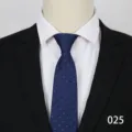 Men's business blue patterned zipper tie detail, classic formal wear necktie accessory. - Color 025