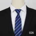 Men's business formal blue striped zipper necktie professional suit matching detail view - 026