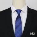 Men's blue striped zipper tie detail, classic business formal wear for wedding and office. - Color 032