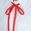 Einfarbige rote Bandkrawatte für japanische Matrosenhemden, elegante Schülerschleife am Hals. - Rot