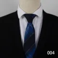Men's business formal striped tie matching with white shirt and black suit jacket for professional wear. - Type B 004