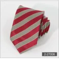 Classic red and grey striped men's business tie, elegant formal wear shirt accessory. - 6