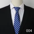 Men's classic blue striped necktie for business formal wear wedding groom suit 8cm - Blue Model 004