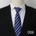 Blue striped men's tie, perfect for business suits, weddings, and formal professional wear. - Blue Model 006