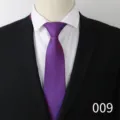 Men business purple silk patterned tie with white shirt and black suit jacket detail - Color 009
