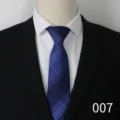Men's blue plaid formal business necktie detail shot, 8cm wide professional suit accessory. - Blue A007